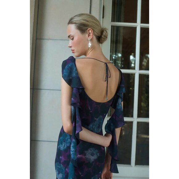 ROTATE Birger Christensen Floral Chiffon Gown Size 12 (Retails $430) - Picture 1 of 8